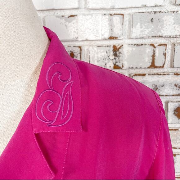 Vintage 80s Philippe Marque Bright Pink Embroidered Jacket M - Picture 6 of 12
